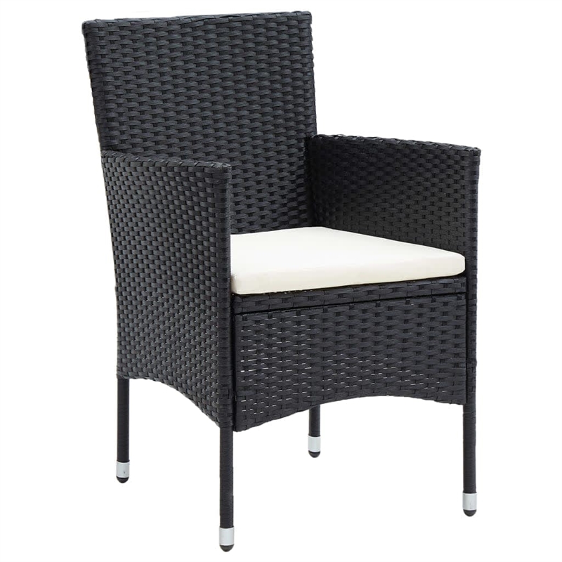 vidaXL Poly Rattan & Aluminum Dining Set in Black