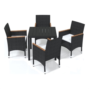 vidaXL Dining Set in Black/Cream White