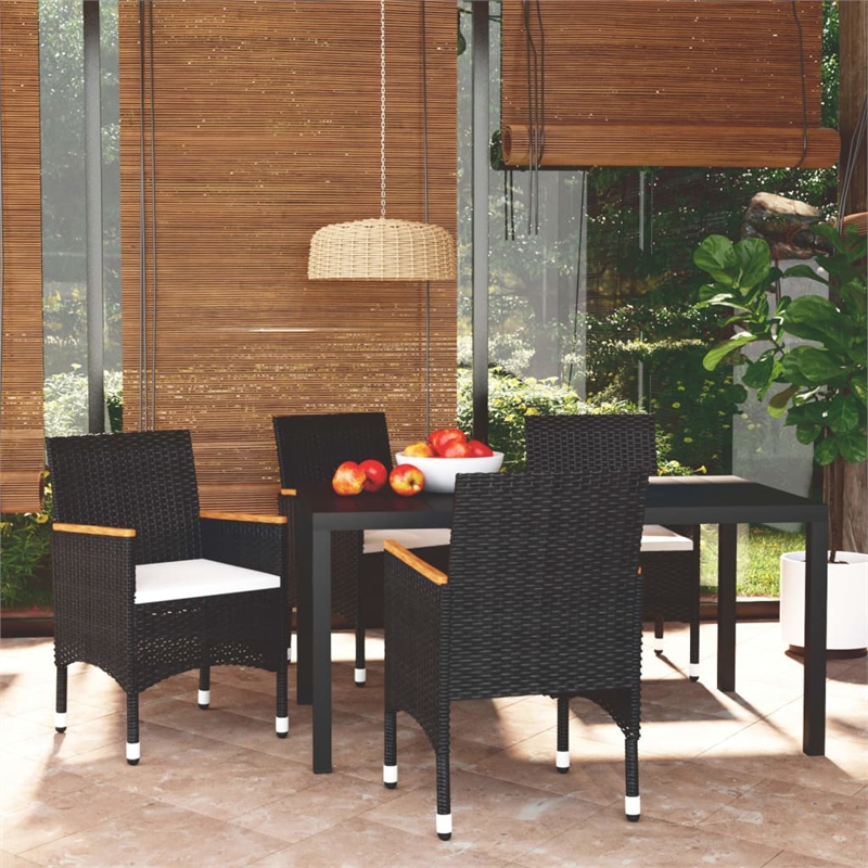 vidaXL PE Rattan 5 Piece 5 Piece Garden Dining Set in Black