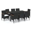 vidaXL PE Rattan & Solid Acacia Wood Dining Set in Black