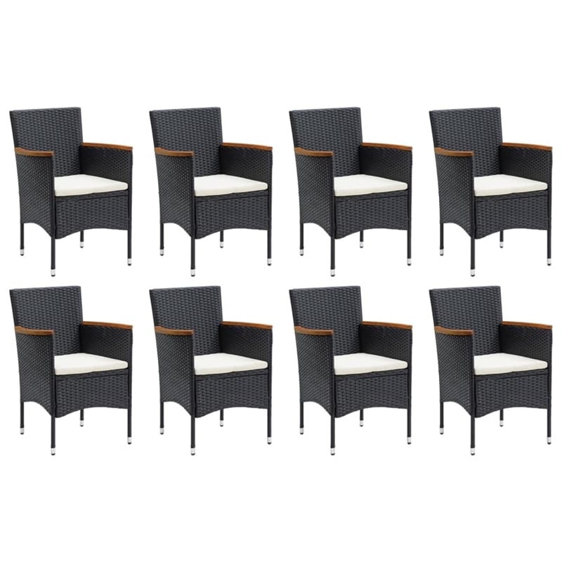 vidaXL PE Rattan & Solid Acacia Wood Dining Set in Black