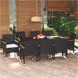 vidaXL PE Rattan & Solid Acacia Wood Dining Set in Black