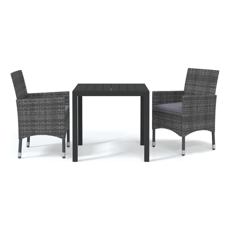 vidaXL Dining Set in Gray Poly Rattan Medium Light Weight Dining Set