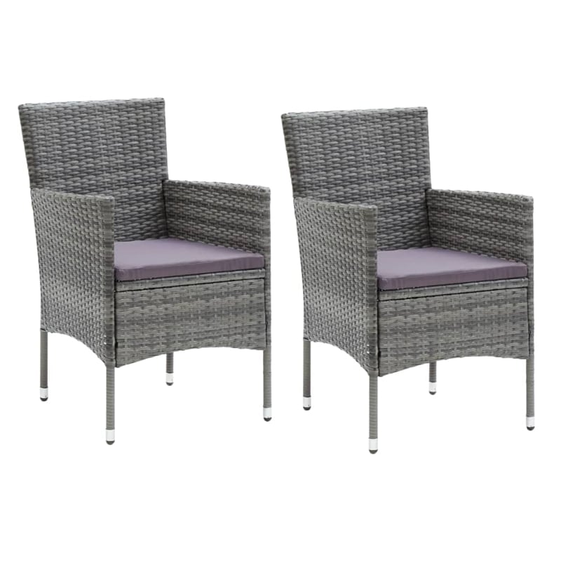 vidaXL Dining Set in Gray Poly Rattan Medium Light Weight Dining Set