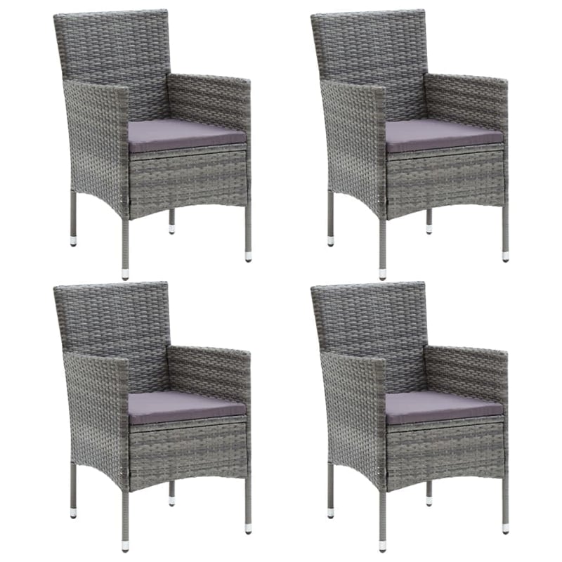vidaXL Dining Set in Table Black/Chair Gray/Cushion Dark Gray