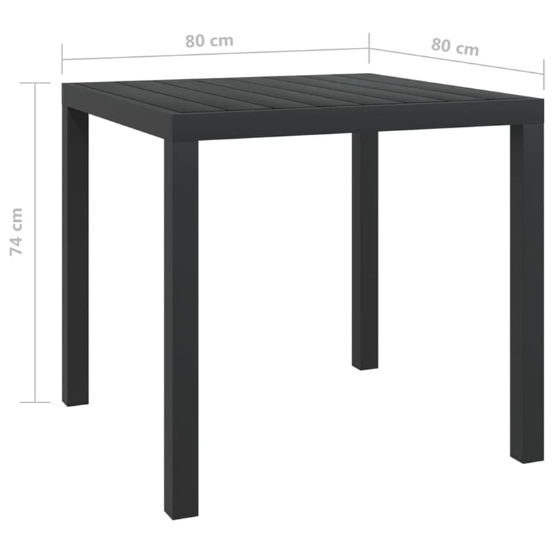 vidaXL Dining Set in Table Black/Chair Gray/Cushion Dark Gray