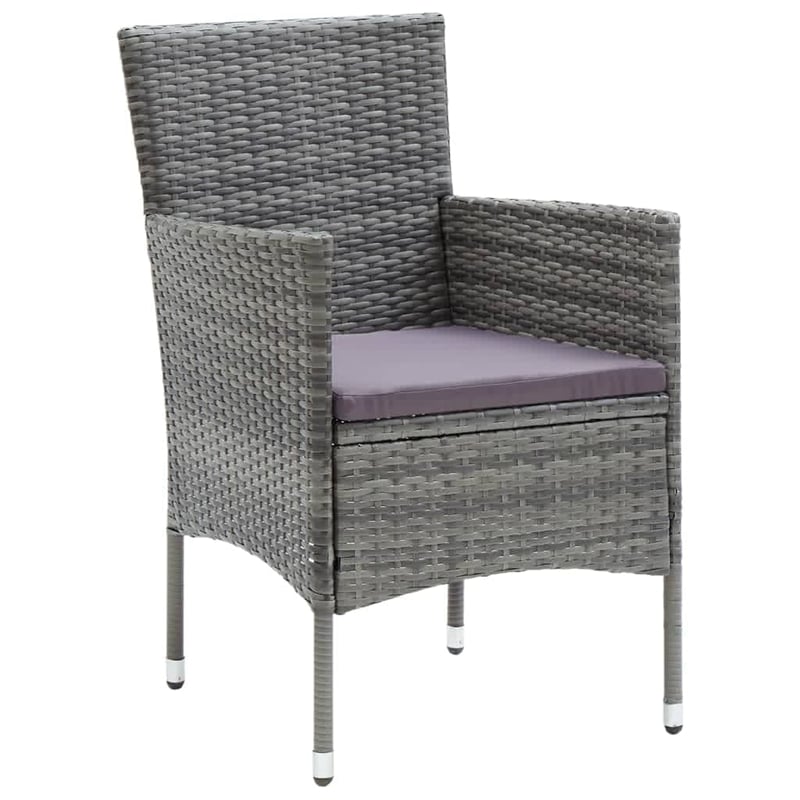 vidaXL Dining Set in Table Black/Chair Gray/Cushion Dark Gray
