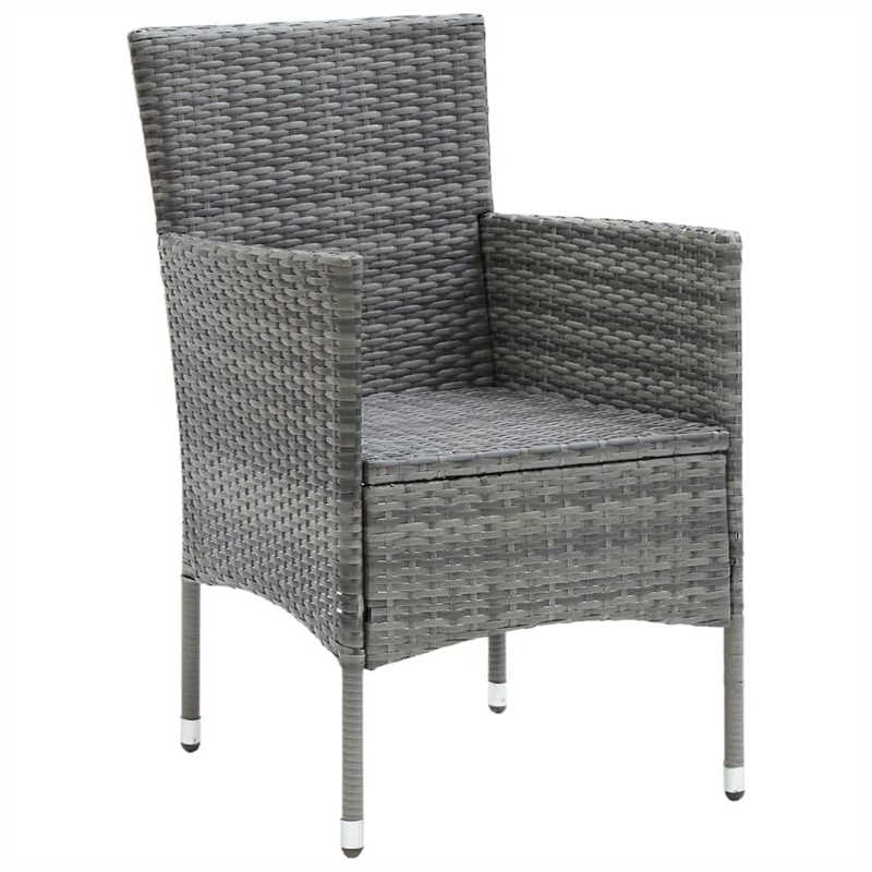 vidaXL PE Rattan & Steel Dining Set in Gray/Black/Dark Gray