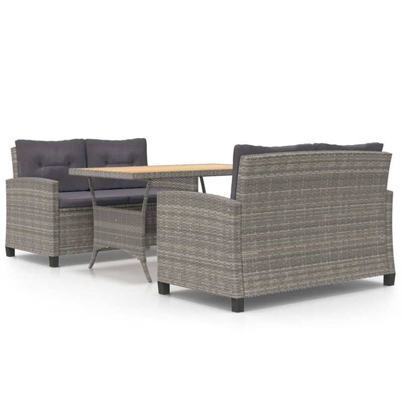 vidaXL PE Rattan Medium Lightweight Garden Dining in Gray