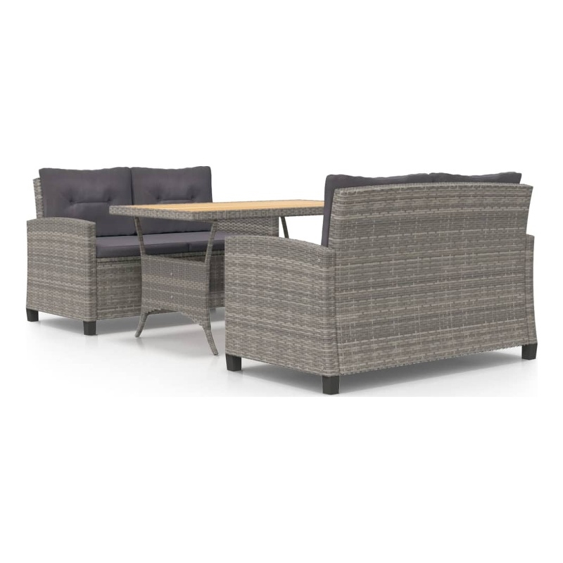 vidaXL PE Rattan Medium Lightweight Garden Dining in Gray