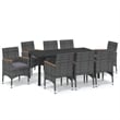 vidaXL 9 Piece Garden Patio Dining Set in Gray