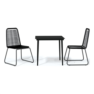 vidaXL Powder-Coated Steel & PE Rattan Garden Dining Set in Black