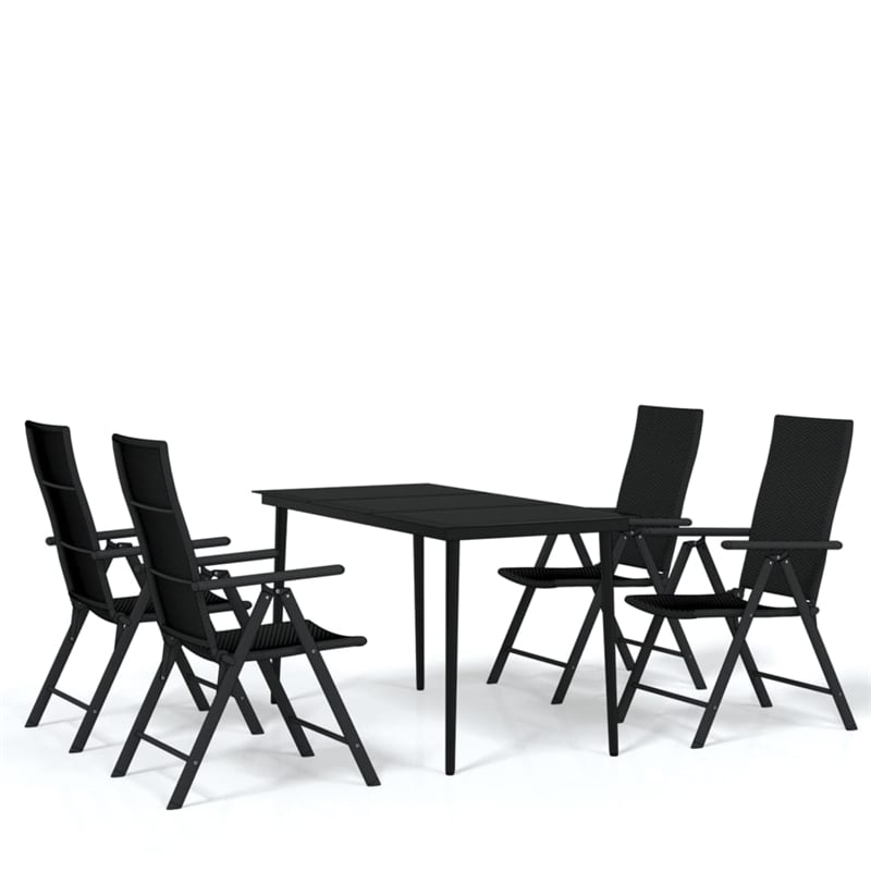 vidaXL Powder-Coated Steel Garden Dining Set in Black