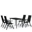 vidaXL Powder-Coated Steel Garden Dining Set in Black