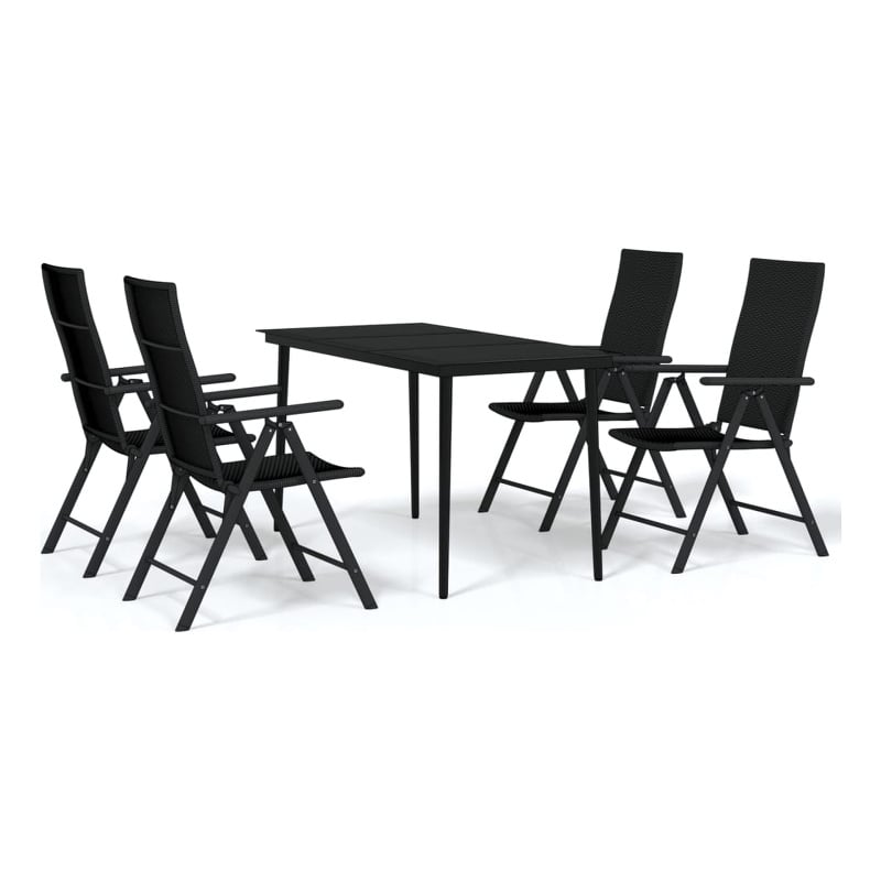 vidaXL Powder-Coated Steel Garden Dining Set in Black