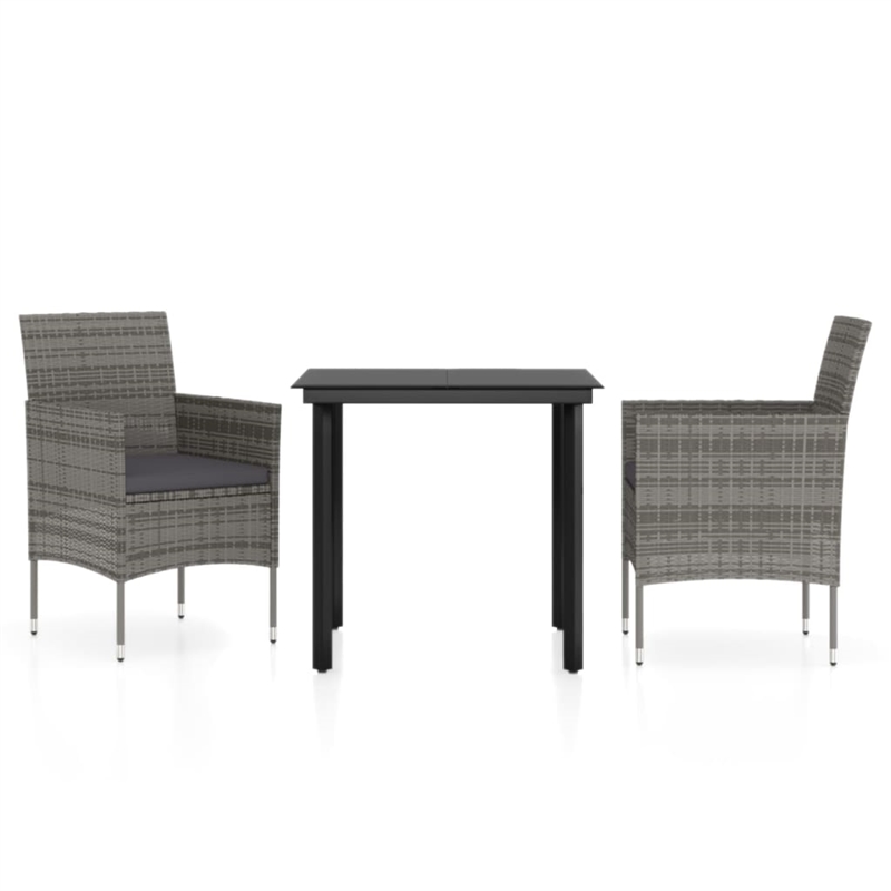vidaXL Garden Dining Set in Gray and Black