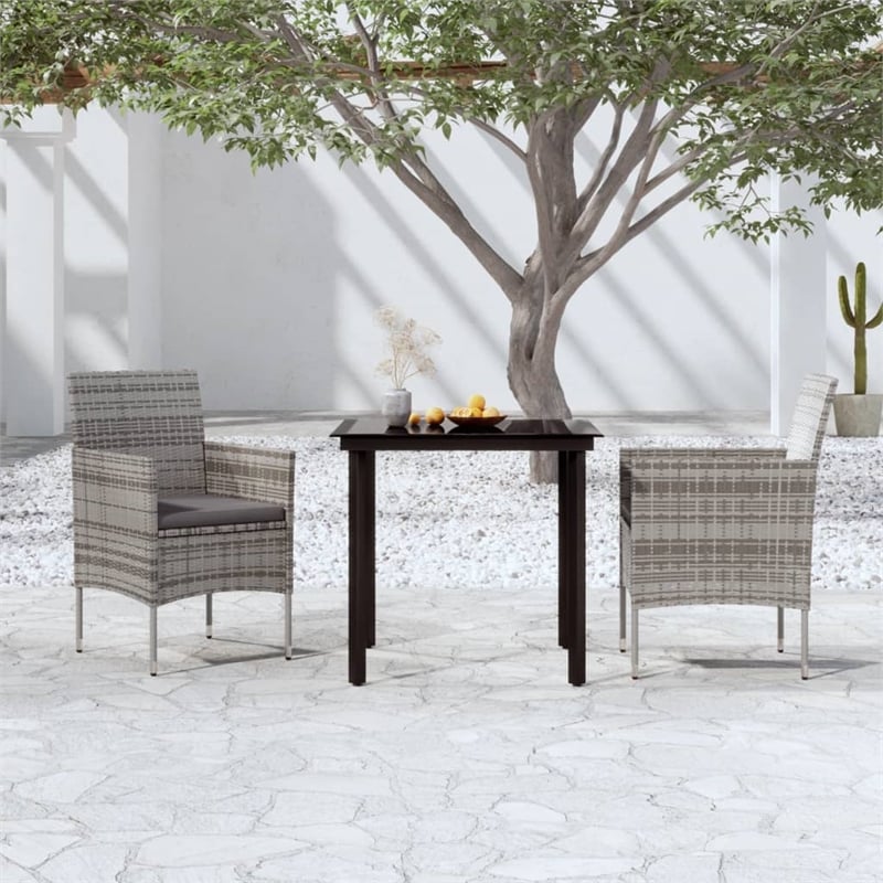 vidaXL Garden Dining Set in Gray and Black