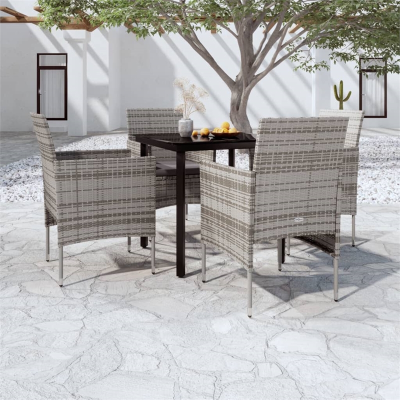 vidaXL PE Rattan & Powder-Coated Steel Garden Dining Set in Gray