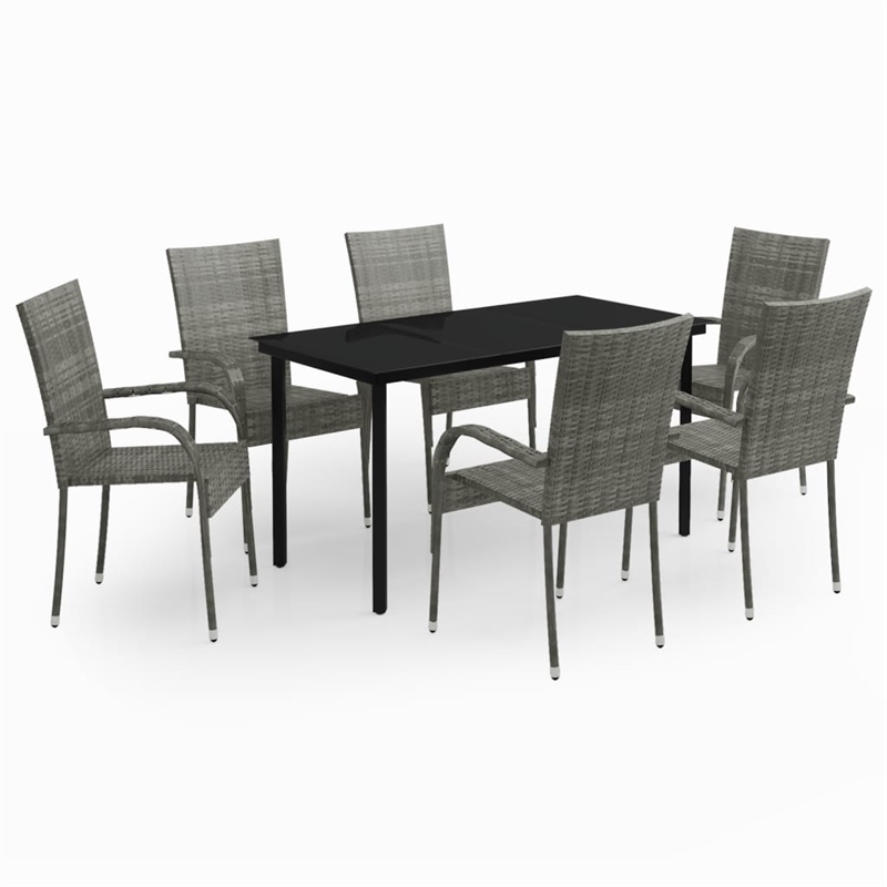vidaXL Garden Dining Set in Gray and Black