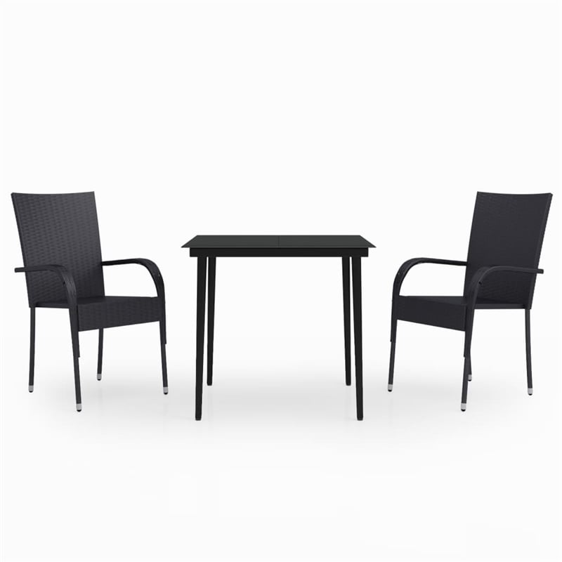 vidaXL PE Rattan/Powder-Coated Steel Garden Dining Set in Black