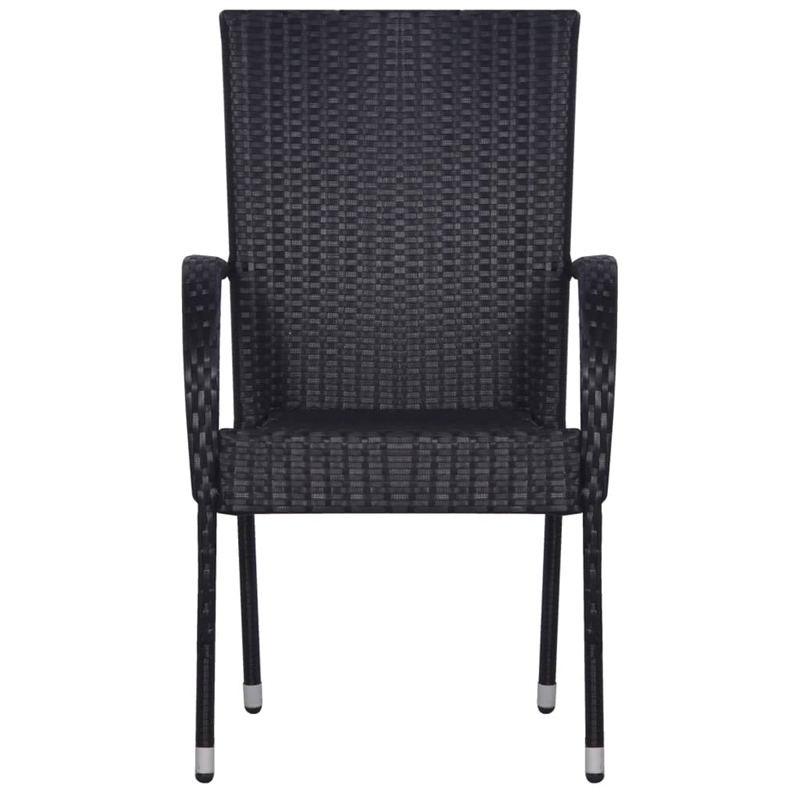 vidaXL PE Rattan/Powder-Coated Steel Garden Dining Set in Black