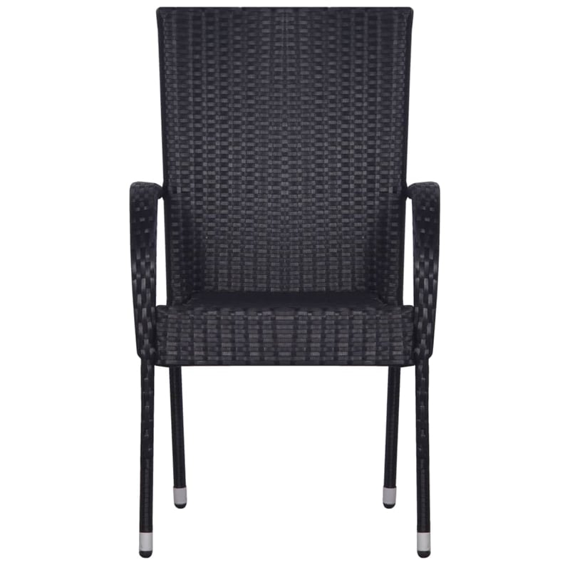 vidaXL PE Rattan/Powder-Coated Steel Garden Dining Set in Black