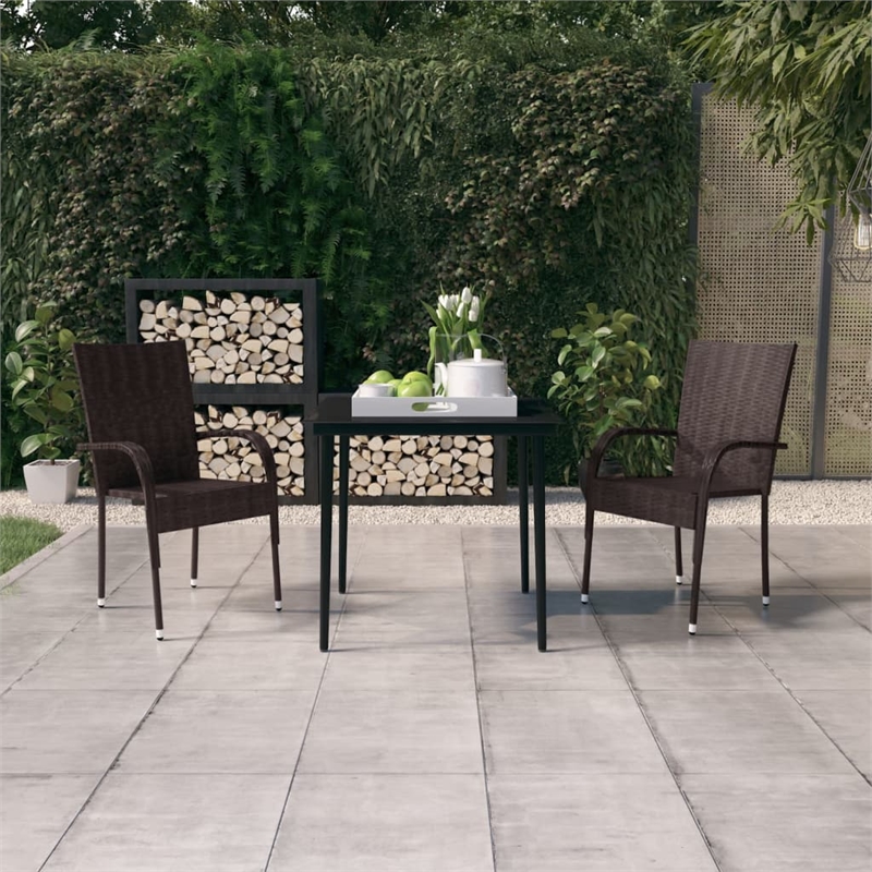 vidaXL Garden Dining Set in Brown and Black