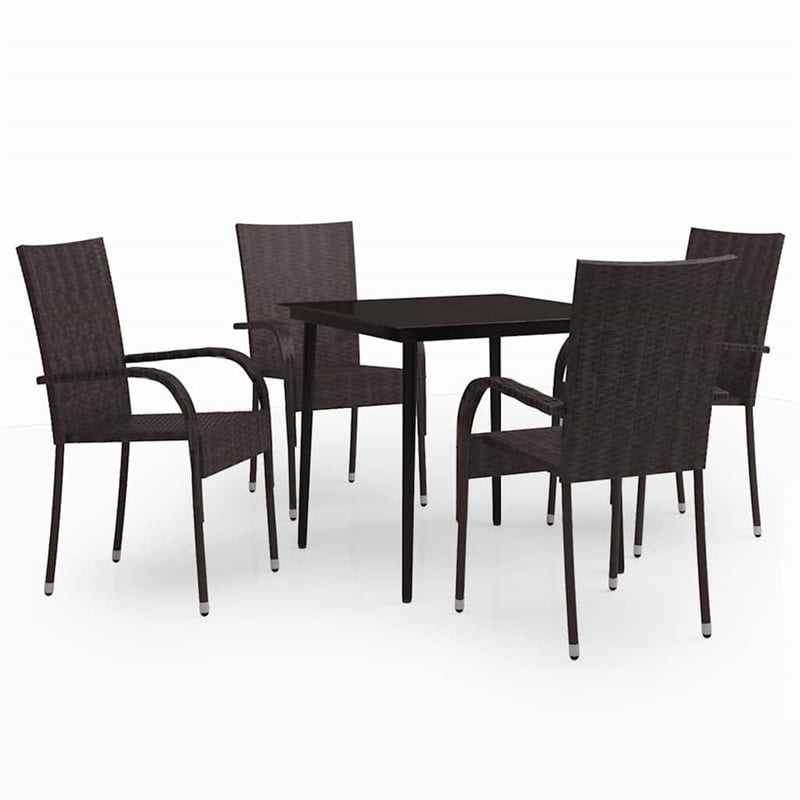 vidaXL Garden Dining Set in Brown and Black