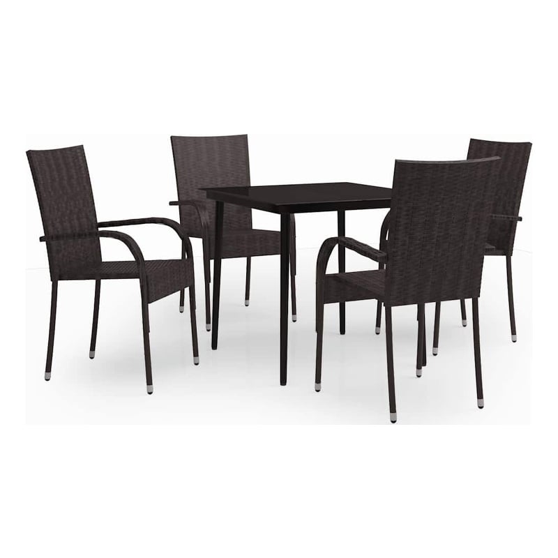 vidaXL Garden Dining Set in Brown and Black