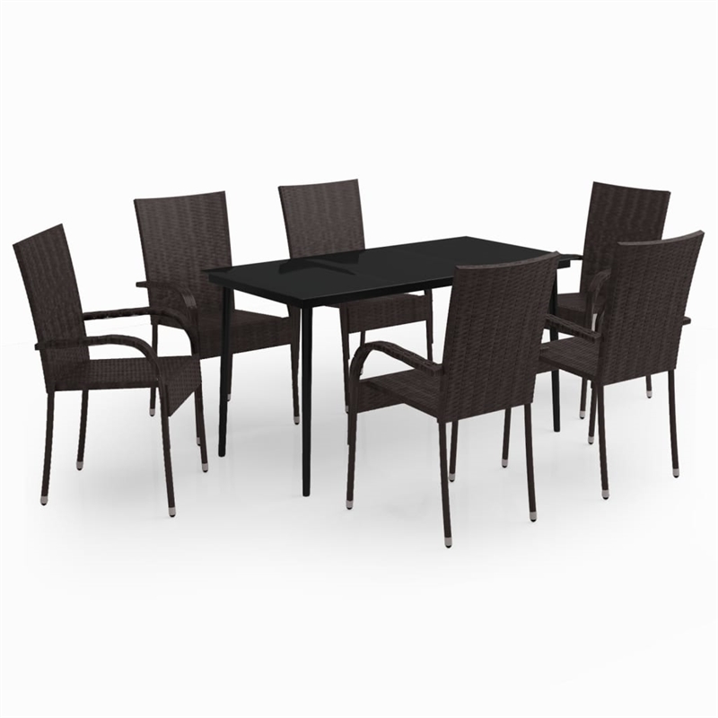 vidaXL Garden Dining Set in Brown and Black