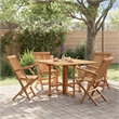 vidaXL Solid Teak Wood Medium Foldable Outdoor Dining Set in Brown