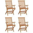 vidaXL Solid Teak Wood Medium Foldable Outdoor Dining Set in Brown