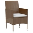 vidaXL PE Rattan Standard Ergonomic Garden Dining Set in Brown