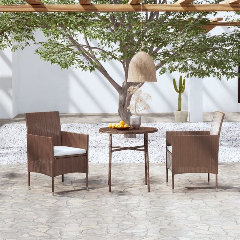 vidaXL PE Rattan Standard Ergonomic Garden Dining Set in Brown