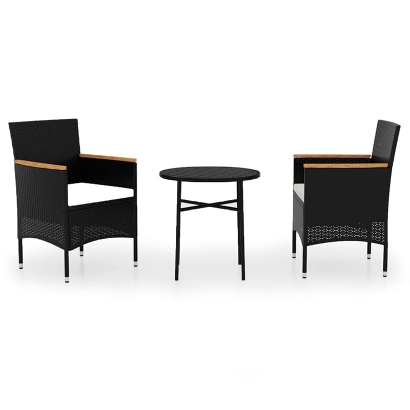 vidaXL 3 Piece  Garden Dining Set in Black