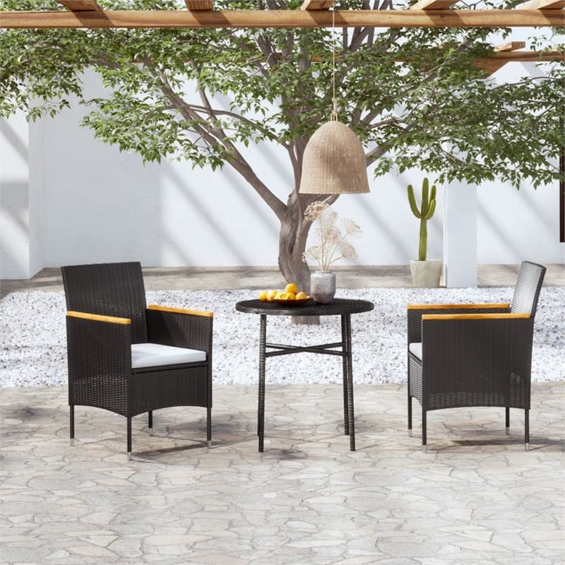 vidaXL 3 Piece  Garden Dining Set in Black