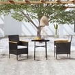 vidaXL 3 Piece  Garden Dining Set in Black