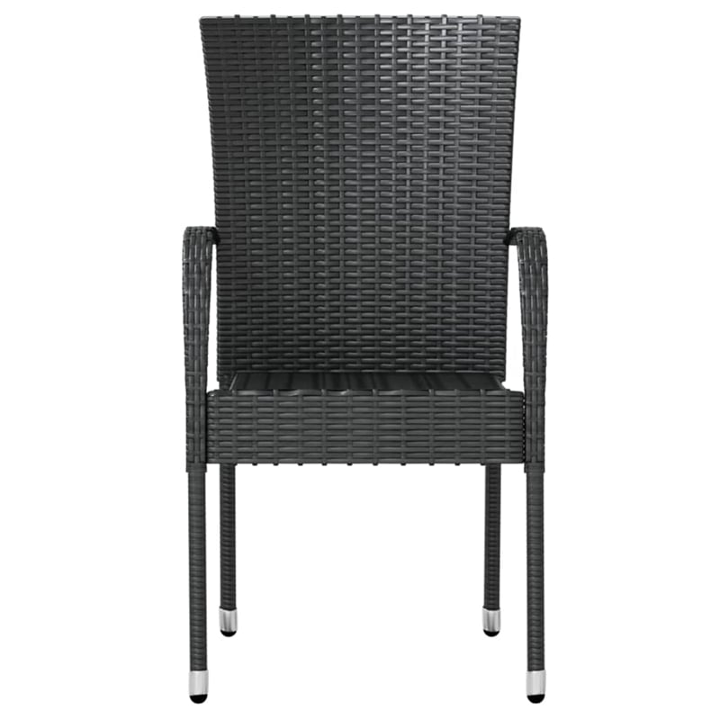 vidaXL Poly Rattan/Powder-Coated Steel Garden Dining Set in Black