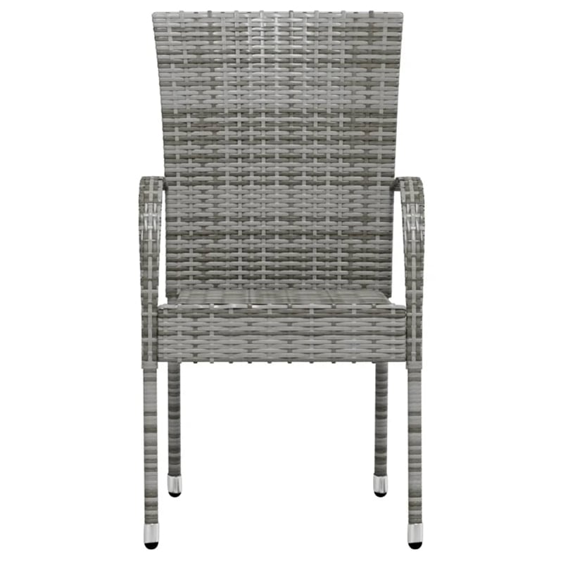 vidaXL Poly Rattan Compact Stackable Garden Dining Set in Gray