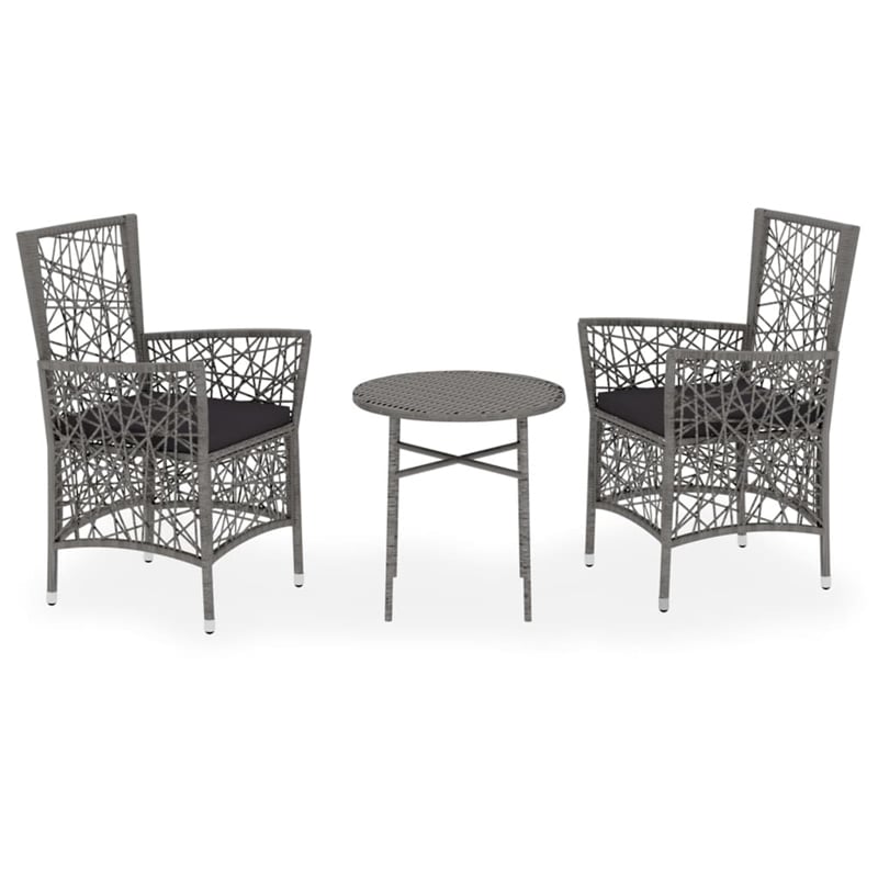 vidaXL PE Rattan Medium Durable Garden Dining Set in Gray