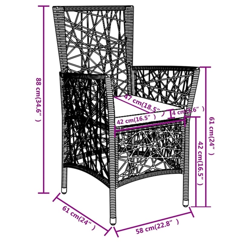 vidaXL PE Rattan Medium Durable Garden Dining Set in Gray