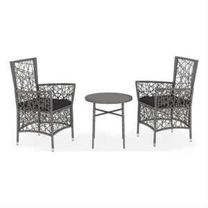 vidaXL PE Rattan Medium Durable Garden Dining Set in Gray