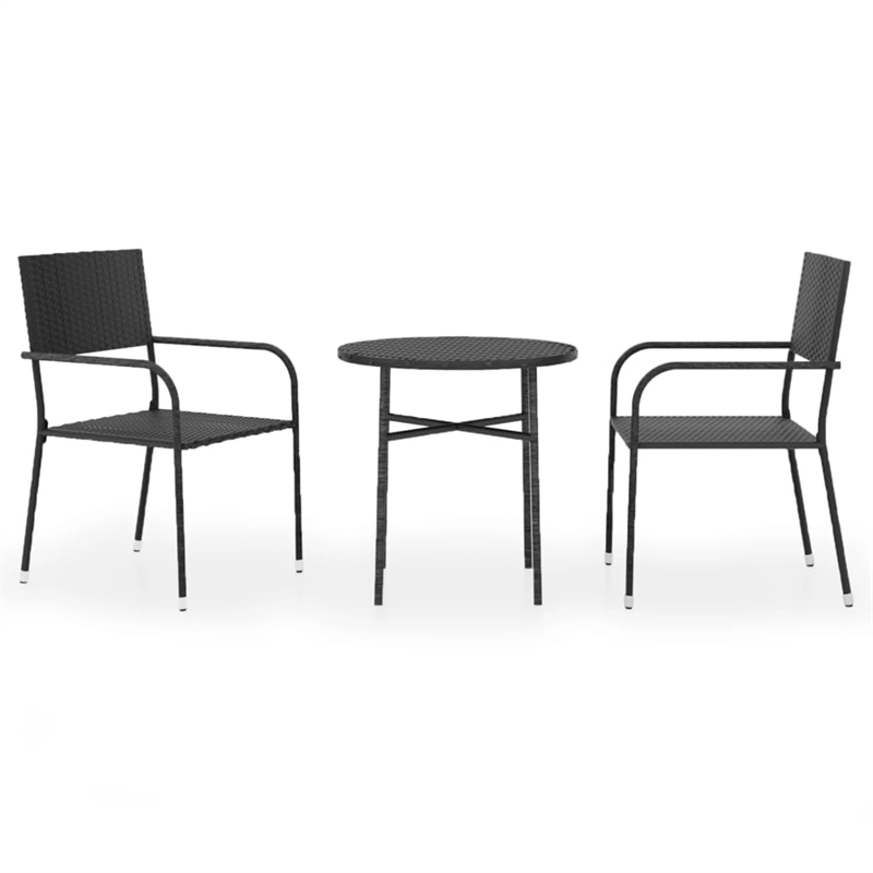 vidaXL PE Rattan Small Stackable Garden Dining Set in Black