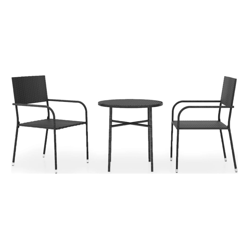 vidaXL PE Rattan Small Stackable Garden Dining Set in Black