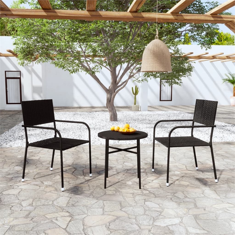 vidaXL PE Rattan Small Stackable Garden Dining Set in Black