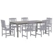 vidaXL Solid Acacia Wood Seven Piece Set Durable Garden Dining Set in Gray