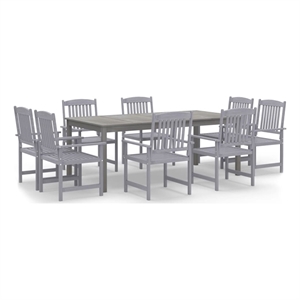 vidaXL Solid Acacia Wood Garden Dining Set in Gray