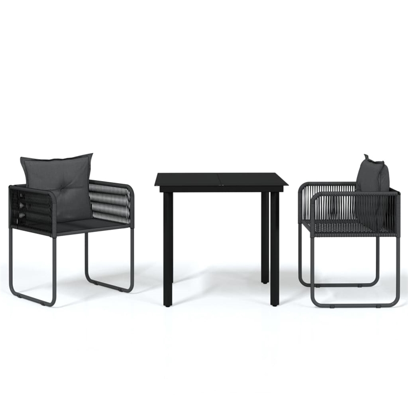 vidaXL Powder-Coated Steel Medium Garden Dining Set in Black