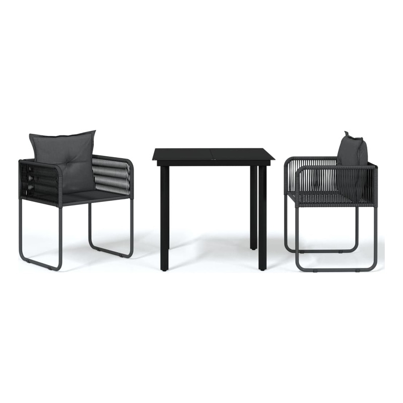 vidaXL Powder-Coated Steel Medium Garden Dining Set in Black