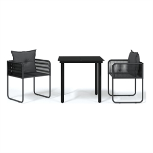 vidaXL Powder-Coated Steel Medium Garden Dining Set in Black